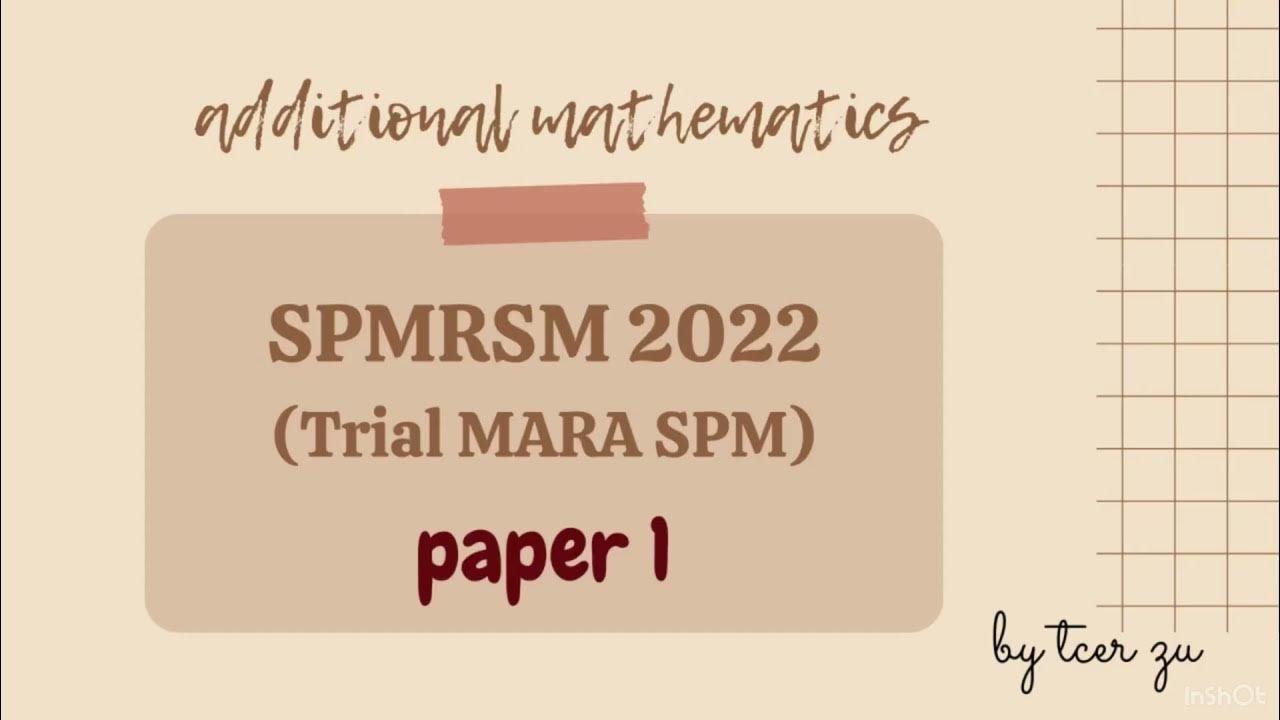 SPM Trial Add Math MRSM 2022 Paper 1 YouTube