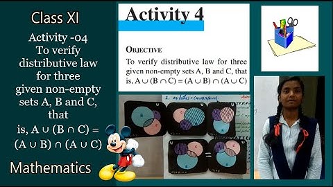 Maths project set theory || Class XI || Activity-4 || NCERT || To verify distributive law  || CBSE