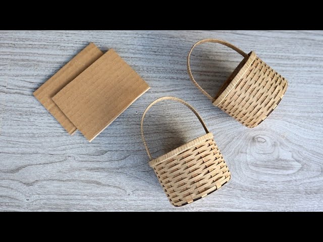 REALISTIC MINI BASKET FROM CARDBOARD | DIY Handmade Cardboard Craft | Best Display Ideas class=