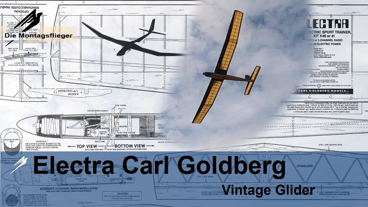 Carl Goldberg Electra 電動グライダーキット Electra Vintage Glider Carl Goldberg - YouTube