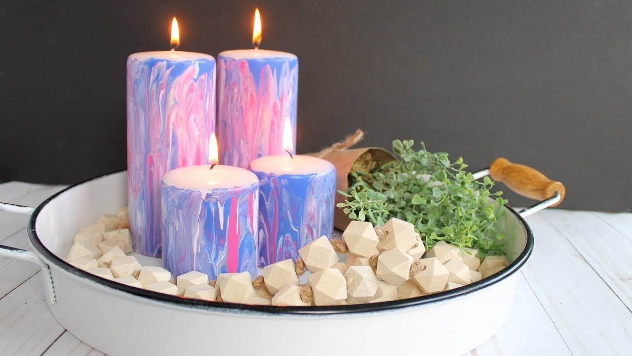 How to paint candles…all you need is some acrylic paint and a small pa, candle painting