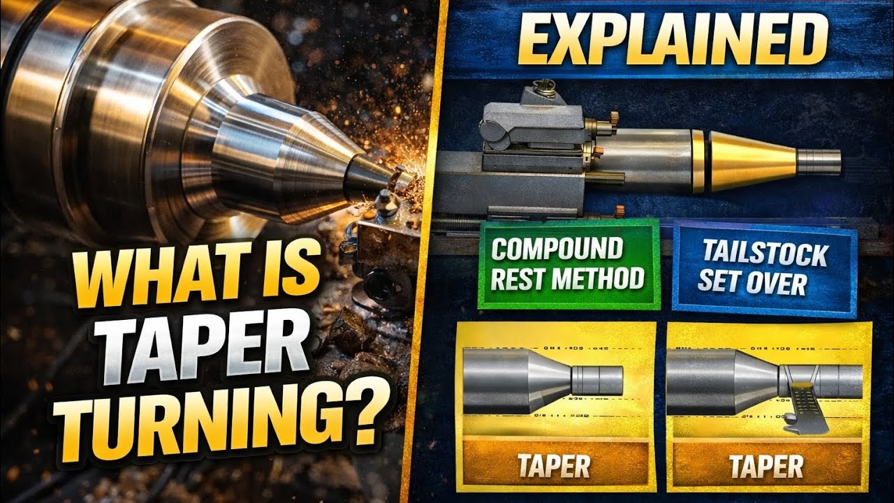 Taper Turning Kya Hota Hai? | Lathe Machine Taper Turning Process (Hindi)