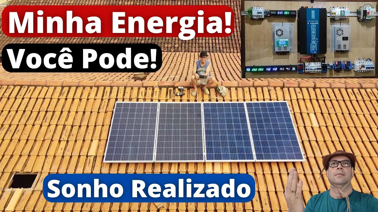 Image showcasing Sistema Off-Grid com 4 placas de 280w gerando minha Energia! - YouTube