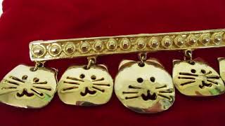 VINTAGE ULTRA CRAFT 5-Head CAT FAMILY BAR BROOCH 4-inches Long Lapel Hat Pin EUC