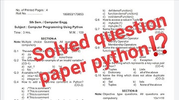 Python solved question paper of DCSE 5th Sem hsbte board