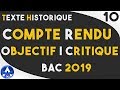 COMMENT FAIRE UN COMPTE RENDU OBJECTIF/CRITIQUE D'UN TEXTE HISTORIQUE