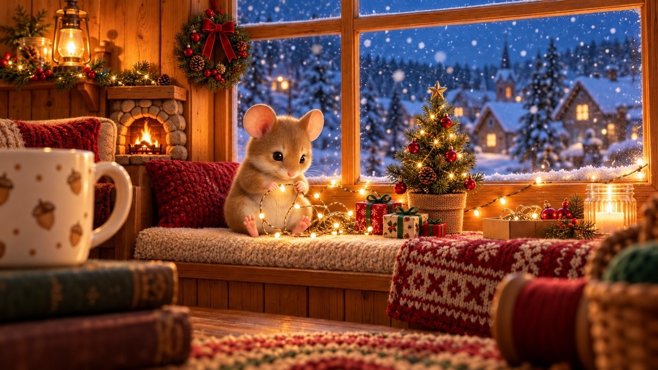 A First Snow Evening by the Window - Warm Christmas Jazz & Crackling ...