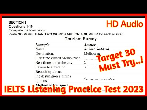 Tourism survey IELTS Listening | Robert Goddard | IELTS Listening practice test 2023 with answer