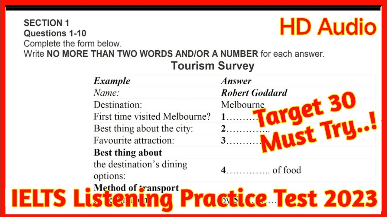 Опрос по туризму IELTS Listening | Роберт Годдард | Практический тест IELTS Listening 2023 с отве...