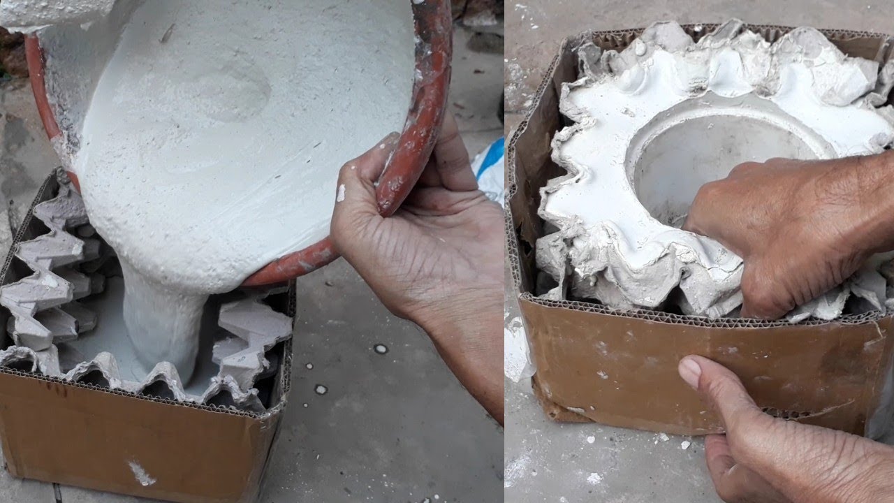How to make beautiful white cement pot at home||Creative flower pots