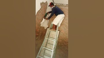 Quick method to remove cement wall plaster using a drill #building #satisfying #construction