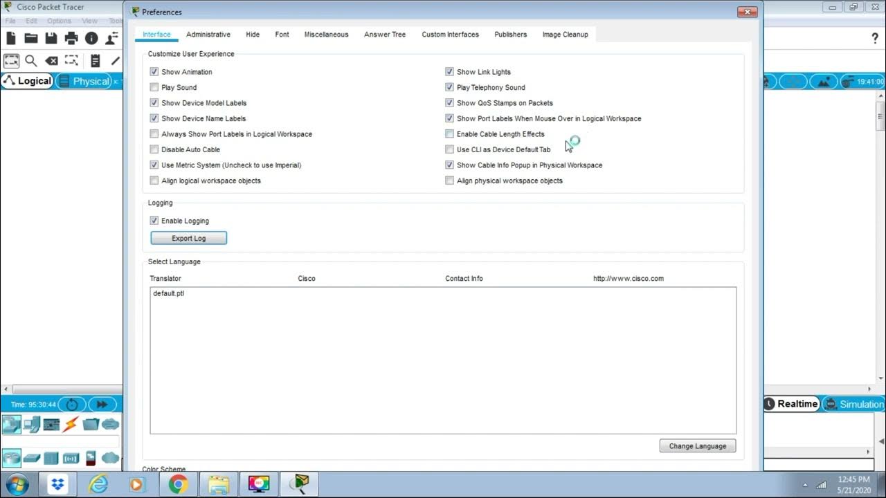 47 Packet tracer options tab - YouTube