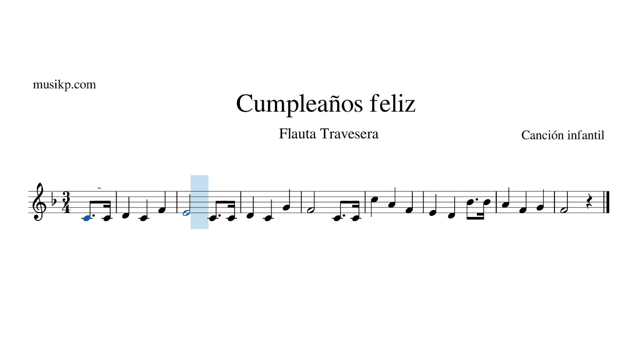 Cumpleaños feliz 2. Partitura Flauta Travesera