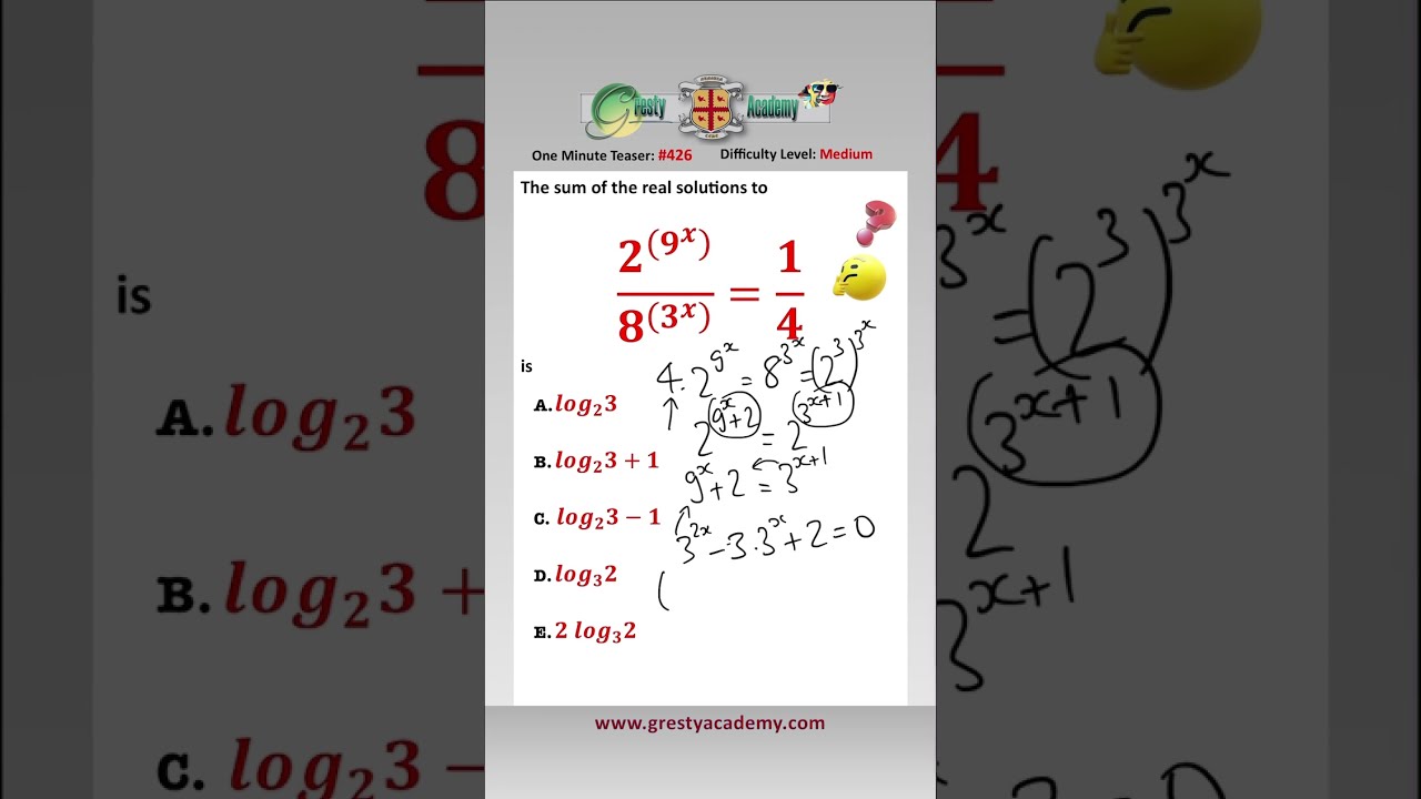Can You Sum The Real Solutions To This Power Tower Exponential Equation Mathsshorts