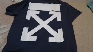 Off White X Champion Tee Blue White Pickup Unboxing Youtube - white champion t shirt roblox