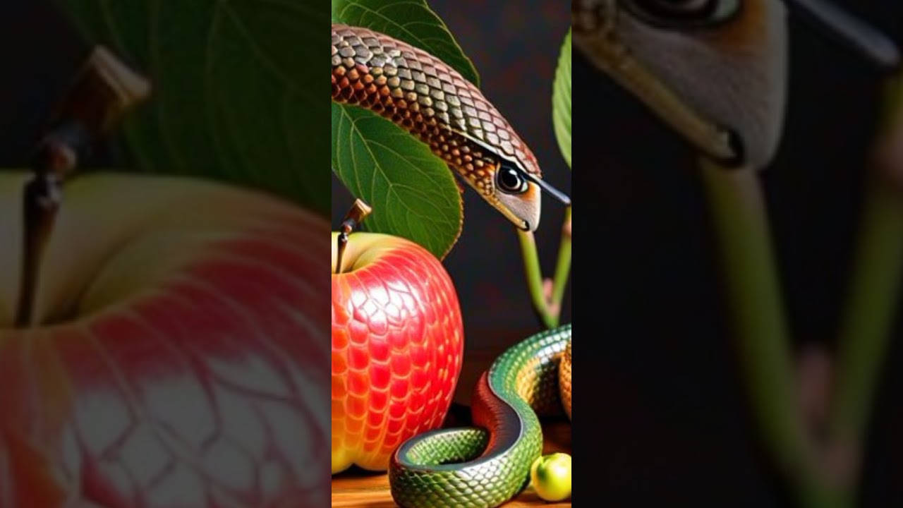 Story of Adam and Eve tempted by snake.