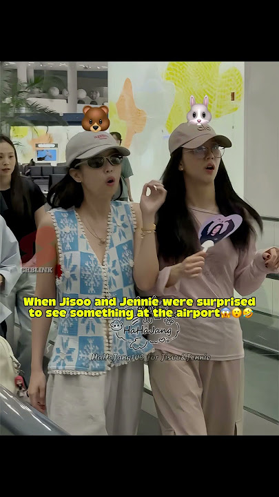 When Jisoo and Jennie were surprised to see something at the airport #jisoo #jennie #blackpink