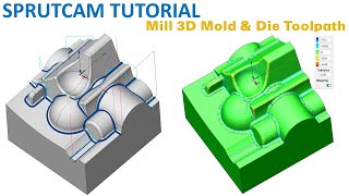 SprutCAM Tutorial #164 | Mill 3D Mold & Die Toolpath Machining