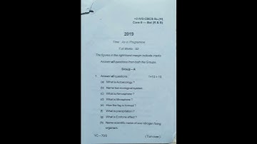 +3 4th Semester Botany Honours, Core-9  Question Paper 2019 Of Utkal University. #odisha