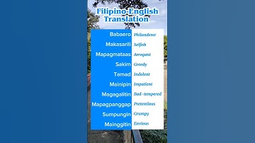 Filipino-English Translation #vocabulary #translation #learnfilipino