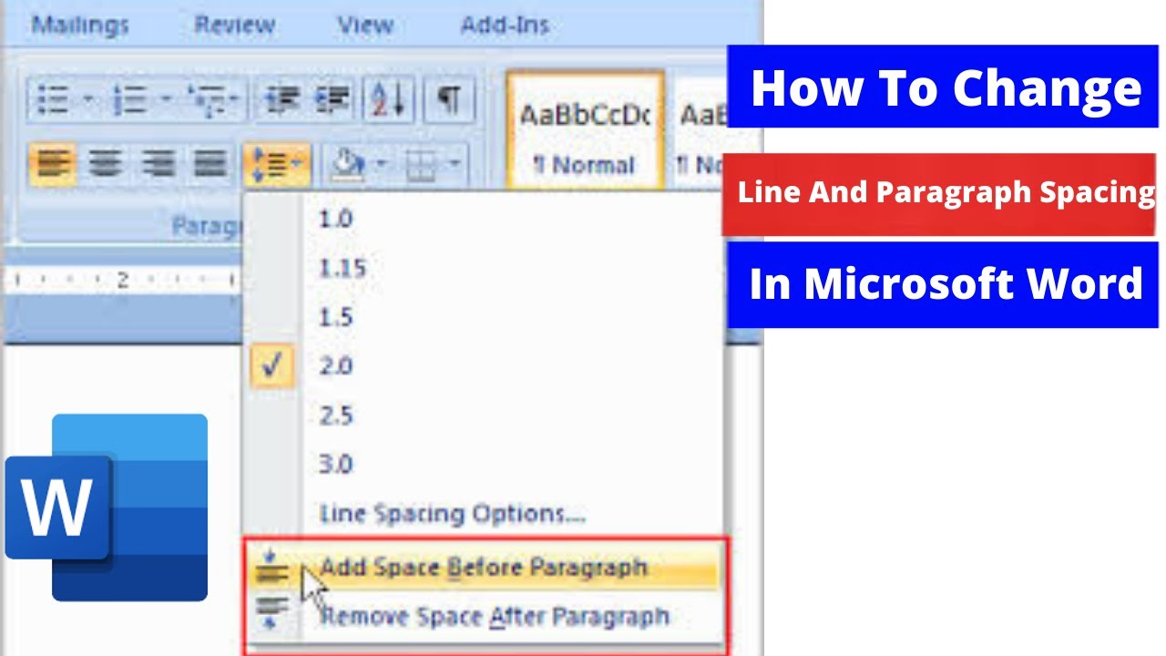 How To Change Line And Paragraph Spacing In Microsoft Word - YouTube