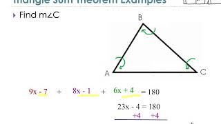 Triangle sum theorem with variables