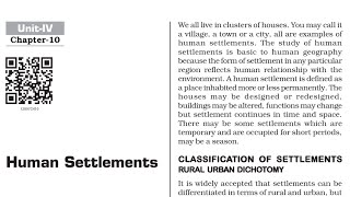 Human Settlements Chapter 10 Class 12 Geography (Fundamentals of Human Geography)