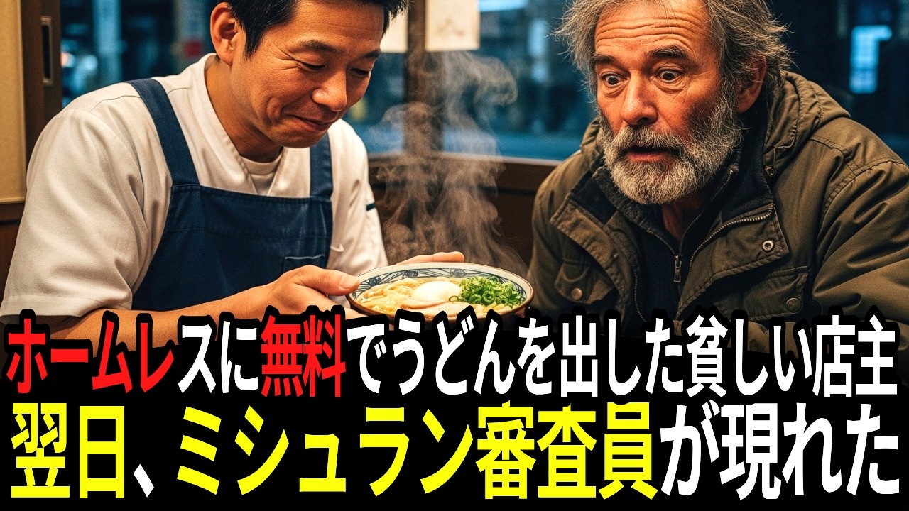 ホームレスに無料でうどんを出した貧しい店主翌日、ミシュラン審査員が現れた...