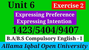 Expressing Preference & Intention | Unit 6 | Section A (Lecture 2) B.A / BS English (1423/5404/9407)