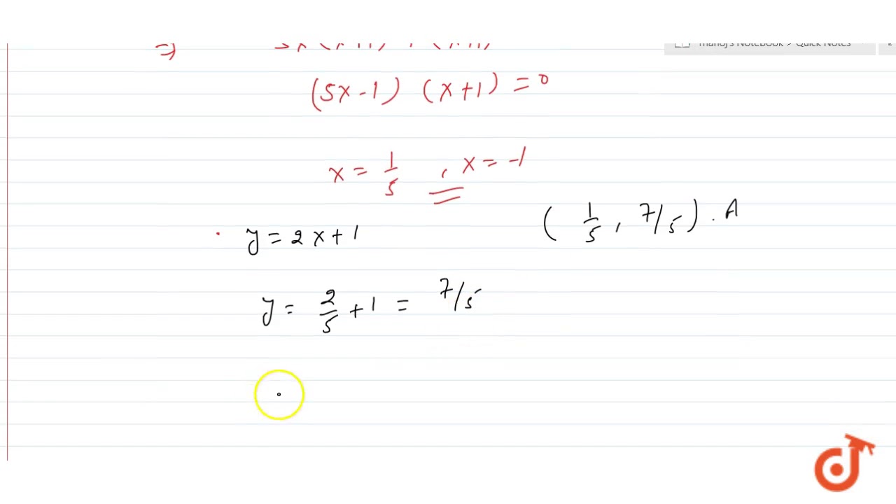 Find The Length Of The Chord Cut Off By Y 2x 1 From The Circle X 2 Y 2 2 Youtube