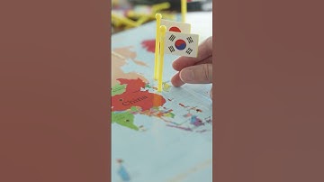 Person Putting Mini Flags of Countries on a Map #art #geographythroughmaps #worldmap #worldgeography
