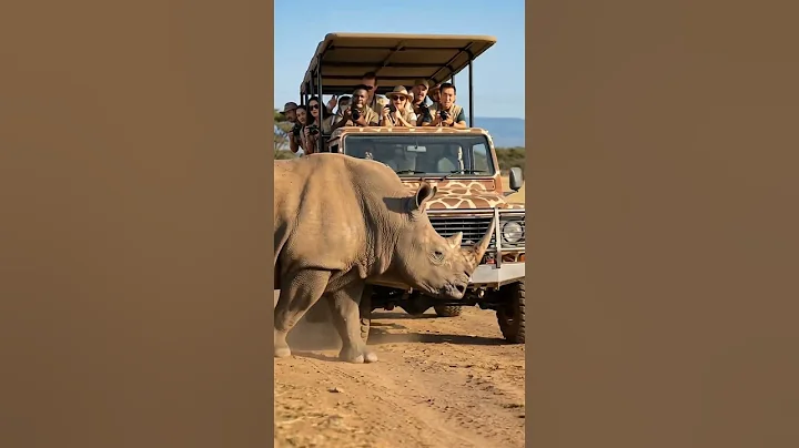 Black Rhino Helps Rescue Tourists In A Safari Bus #rescue #wildlife  #animals