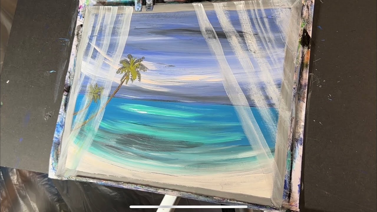 How to paint a seascape window by Joni young art acrylic painting tutorial follow along video