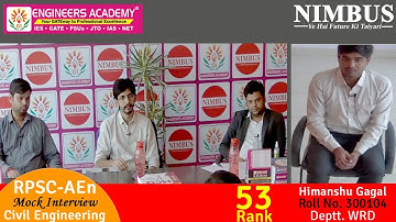 Congratulations Himanshu Gagal ( WRD -AEn )|Mock Interview -Engineers Academy Toppers in RPSC AEn
