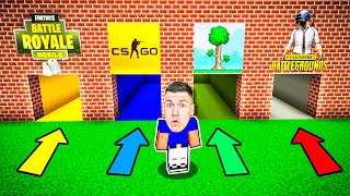 картинка: ✅ Выбери ПРАВИЛЬНЫЙ проход: Фортнайт, КС:ГО, Террария, PUBG, Майнкрафт Челлендж !