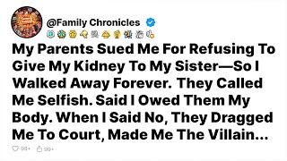 My Parents Sued Me For Refusing To Give My Kidney To My Sister—So I Walked Away Forever-Reddit Story