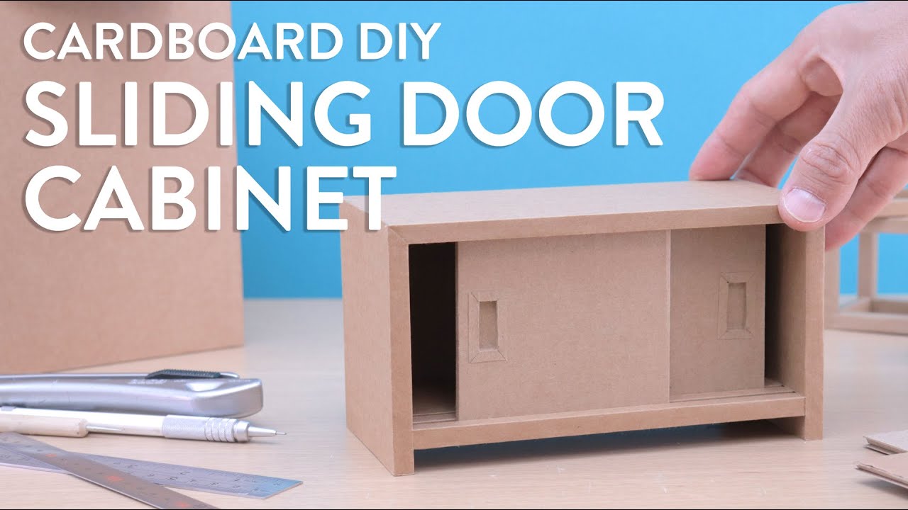 How to make a sliding door cabinet from upcycled cardboard -No Music/ASMR📦✨♻️ 