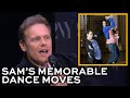 Sam Heughan is forced to watch his early dance moves in A PRINCESS FOR CHRISTMAS