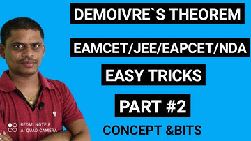 EAMCET/EAPCET/NDA/JEE /DEMOIVRES THEOREM /PART #2/MATHA 2A.