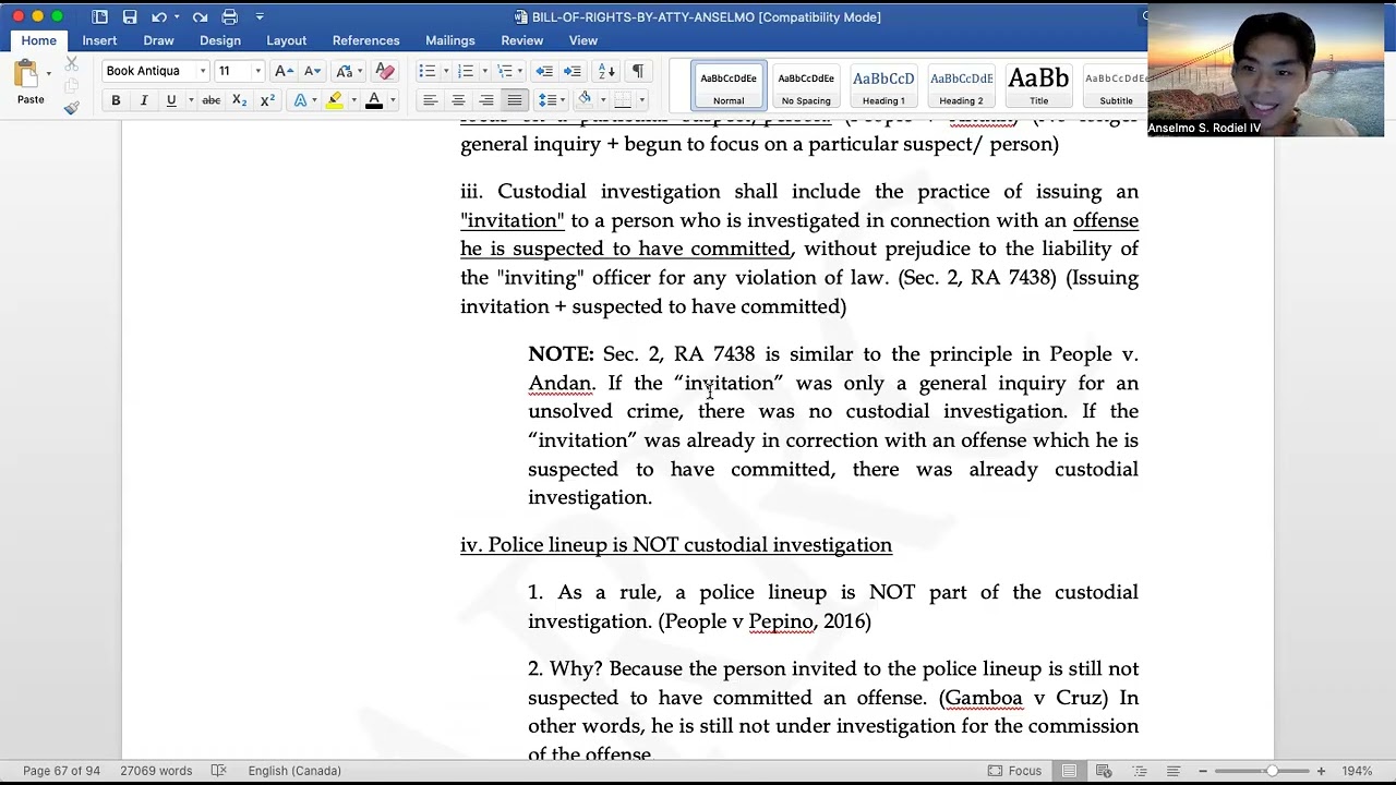CONSTI2 - Part 12: Custodial Investigation
