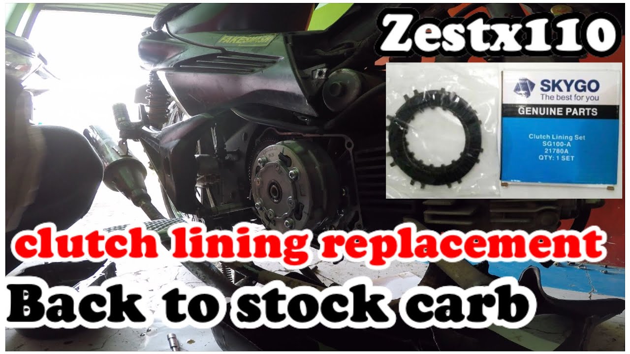 zest x110 palit clutch lining after 40 months + back to stock carb