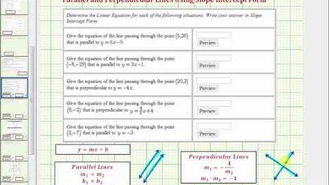 Ex: Find the Equations of Parallel and Perpendicular Lines Using Slope Intercept Form