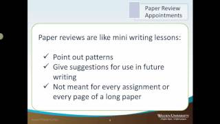 Introduction to the Writing Center: Graduate Students