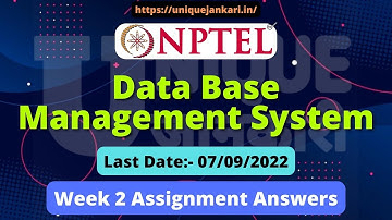 NPTEL Data Base Management System Week 2 Assignment 2 Answers | Unique Jankari