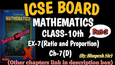 icse |class-10th|maths| ch-7 | Ratio & Proportion | ex-7(D) selina book | part-2@ProblemsBeater