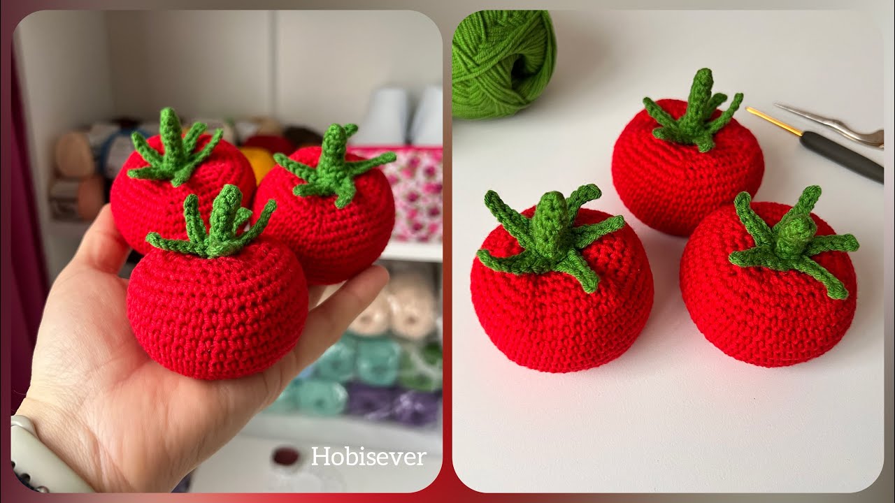 ÖRGÜ DOMATES YAPIMI 🍅 / Crochet Vegetable Tomatoes / How to crochet a amigurumi TOMATO