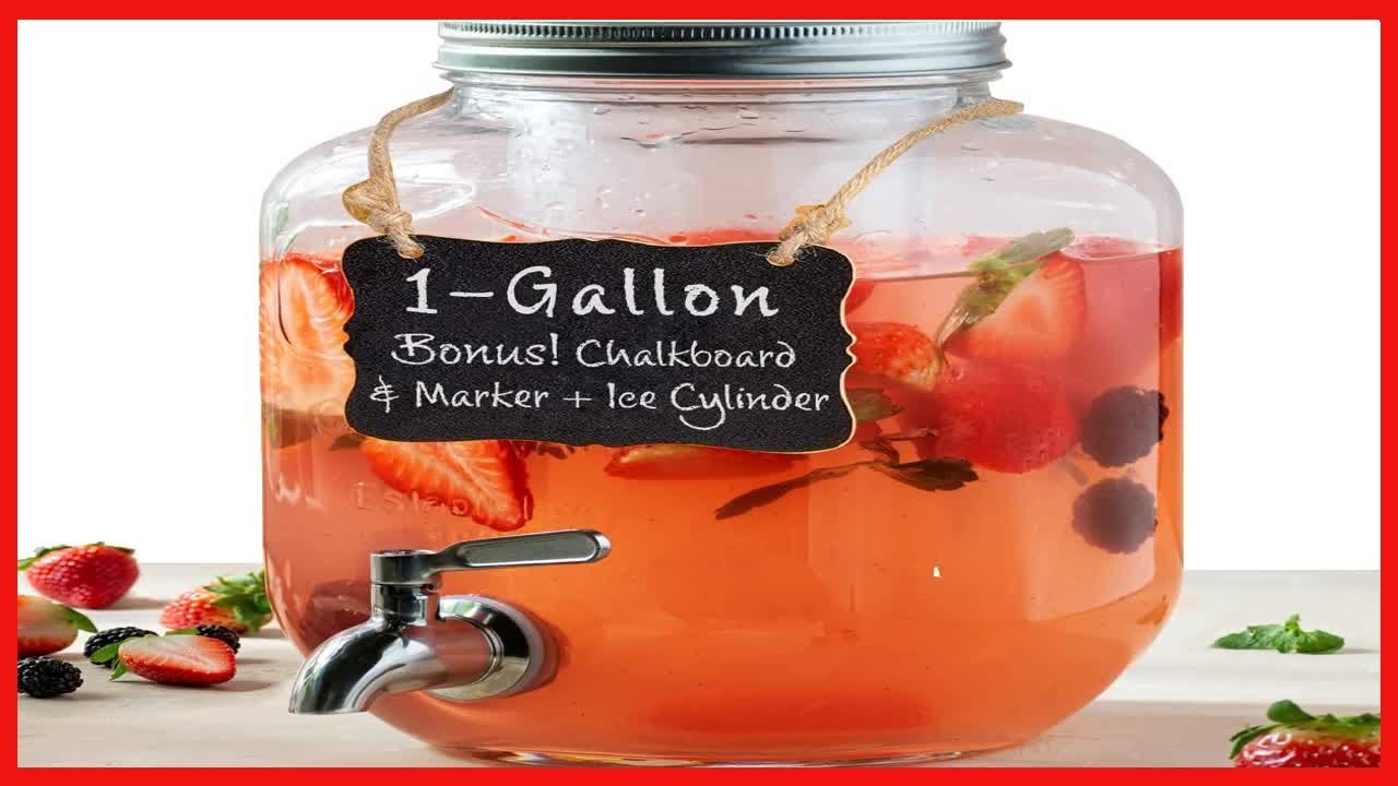 Great product -  1 Gallon Glass Water Dispenser with Stainless Steel Spigot + Marker & Chalkboard, &