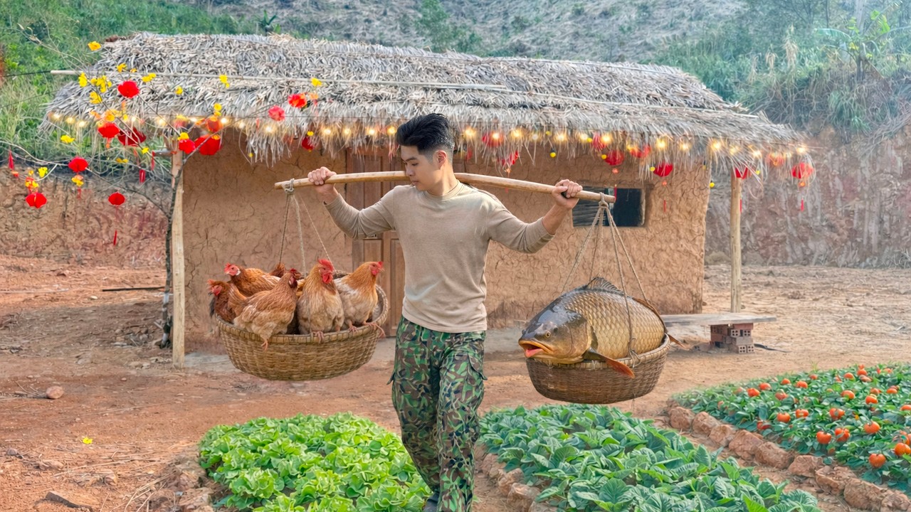 TIMELAPSE: 60 Days Rebuilding a Destroyed Forest Home After the Storm — Fishing and Wild Survival