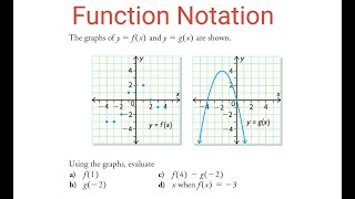 FUNCTION NOTATION   Finding f(1), g(-2), f(4) - g(-2) & x when f(x) =  3