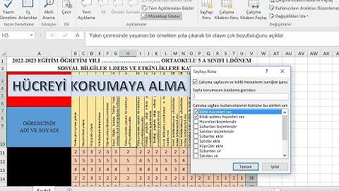 EXCELDE HÜCRE KİLİTLEME, KORUMAYA ALMA.